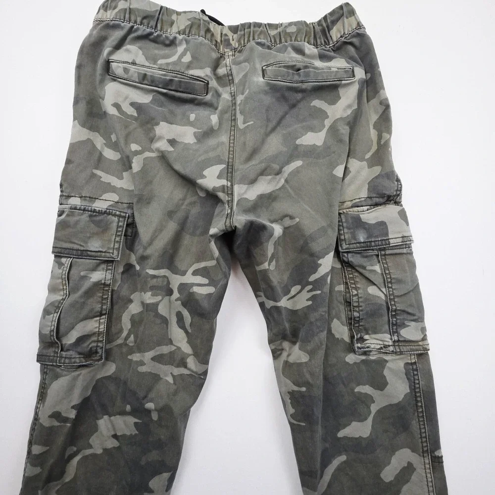Old Navy Pants Men Small Green Camo Cargo Jogger Drawstring Elastic Waist Casual